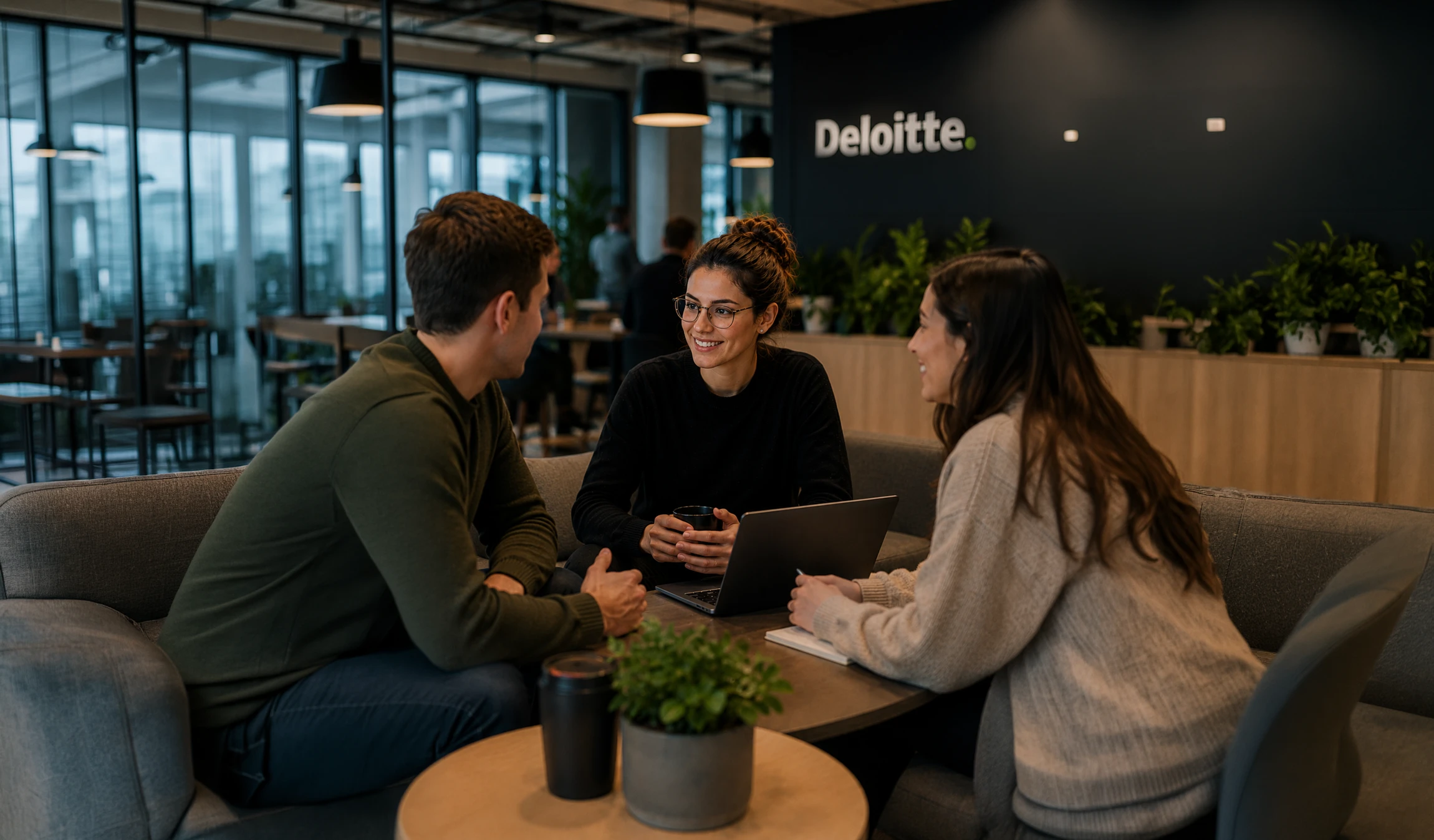 Katie at work in the Deloitte office